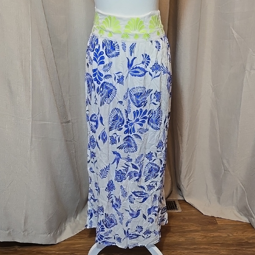Saha Floral Blue and White Beach Coverup Skirt